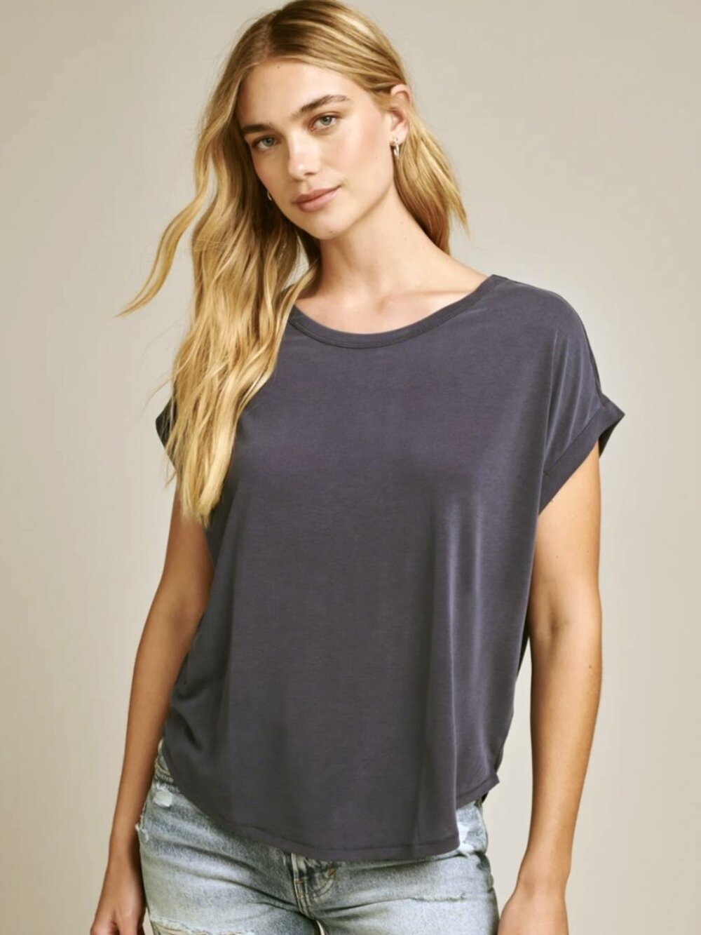 NWT Lucky Brand Short Sleeve Sandwash Dolman Tee Size Medium